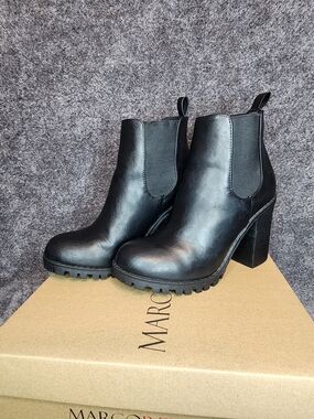 MARCO REPUBLIC Black Chelsea Block Heel Ankle Boots - Women's
